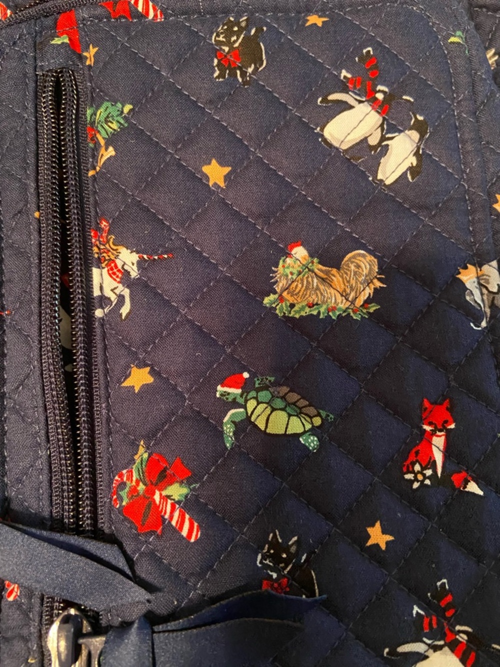 Vera Bradley Christmas Quilted Sling backpack - Picture 3 of 5
